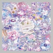 50张梦幻INS风PET透明贴纸 - 甜美防水高端紫水晶贴纸，适用于手机、日记本和水瓶 - 50PCS - 查看 9