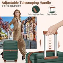 Suitcase 20 24 28 Inch Cabin Carry On Check In ABS PC Hard Shell Spinner Wheels Lock Small Medium Large Travel Luggage Set For Holiday Family - 綠色 - 查看 7