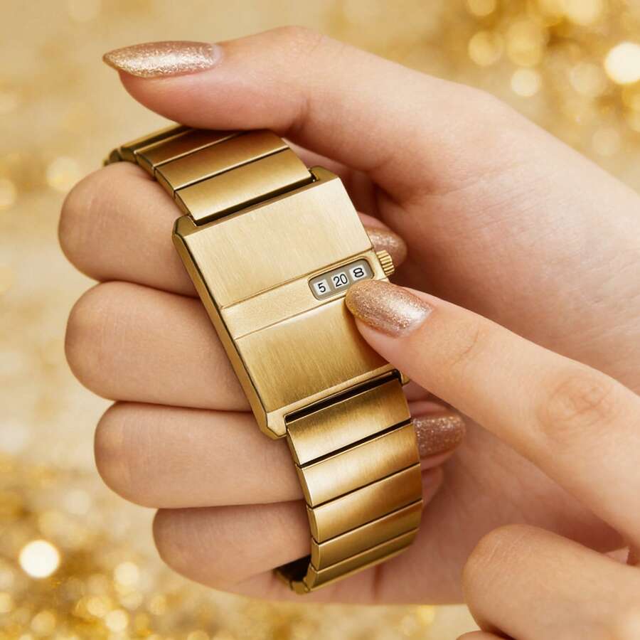 女士方形奢华腕表，矩形数字表盘，30米防水，设计优雅，不锈钢表带，防水，休闲时尚，日常佩戴或作为礼物都非常合适。 - 均碼 - 查看 1