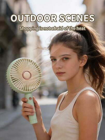 AOYI 1 stuk oplaadbare draagbare bureauventilator met 3 instelbare snelheden en voet, mini-ventilator met USB-voeding en oplaadkabel