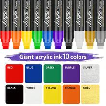 22 Colors (1.5cm/0.59in) Acrylic Paint Markers - 12 Metallic Sheen & 10 Vibrant Colors (10 Colors Single Pack Available) | High Coverage, Large Ink Capacity & Layering Function, Suitable For Bold Graffiti And Art Creation - متعدد الألوان - مشاهدة 9