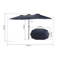 14.8 Ft Double Sided Outdoor Umbrella Rectangular Large With Crank (Orange)(No Base) - Orange - View 2
