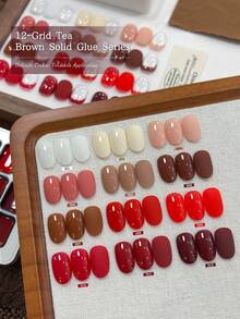 12 colores Patrón de manchas de pegamento Lata de esmalte de uñas semi-sólido de alta saturación popular para uso especial en salón de uñas - Multicolor - Ver 4