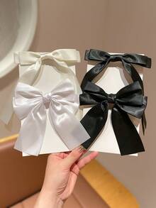 2pcs Women's Simple & Elegant Bowknot Hair Clips, Suitable For Holidays, Weddings, Daily Wear - Multicolor - View 2