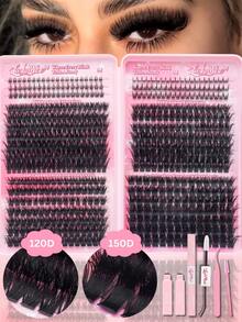 1302PCS / 582PCS Lash Clusters Kit, 80D 100D 120D 150D Individual Lash Clusters, D/DD Curl 0.31–0.63 Inch Mixed Length, Cat Eye Lashes, Natural Look Wispy Soft & Comfortable Faux Mink Lashes, Reusable DIY Lash Extensions, Beginner Friendly - Pink - View 7