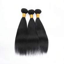 Set de 1 pieza/3 piezas de extensiones de cabello humano virgen brasileño liso, color natural, 8-30 pulgadas - Negro - Ver 41