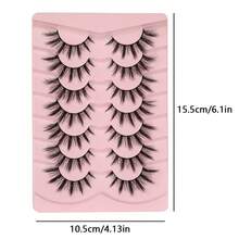 7 Pairs False Eyelashes Wispy Lashes Natural Look Fake Eyelashes Cat Eye Lashes Mink Strip False Lashes Fox Eye Lashes Pack Strip Lashes,Lashes,Eyelashes,Fake Lashes - Black - View 4