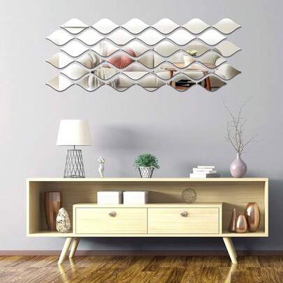 30 ملصق مرآة شكل قطرة ماء أكريليك قابل للإزالة، مناسب للديكور في غرفة المعيشة والحمام ومكتب المنزل وما إلى ذلك.