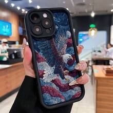 Águila americana volando con rojo, blanco y azul. Esta elegante funda es compatible con Samsung, Apple, VIVO, OPPO, , Transsion, ,  y Honor. Fabricada en silicona TPU, ofrece protección contra golpes y caídas, además de una sensación superior. Es el regalo ideal para familiares, amigos y seres queridos, y la opción perfecta para San Valentín y Año Nuevo. - Negro - Ver 3
