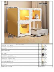 1-Bedroom 1-Bathroom Indoor Cat Villa With Litter Box Drawer, Large Space Cat House - Multicolor - View 16