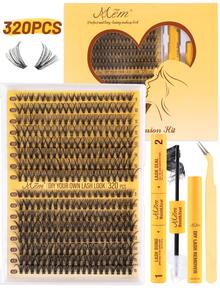320 Piece D-Type Curled False Eyelash Set, Large Capacity Combination Set, DIY False Eyelash Tool Set, 30D+80D Eyelash Cluster, Personal D-Type Curled False Eyelash Set, Including Eyelash Glue And Styling Liquid, As Well As 9-16mm Mixed Length False Eyelash Set. Eyelash Cluster Set, False Eyelashes, Suitable For Travel, Daily Wear - Black - View 1