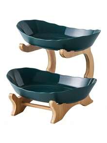 Table Plates For Serving Plates Dinnerware Wooden Partitioned Dish Snack Candy Cake Stand - Multicolor - View 6