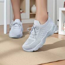 2026 New Style Women's Casual Sports Shoes Solid Color Lace-Up Slip-On Wear-Resistant Eva Insole Women's Tennis Shoes Indoor Exercise Outdoor Hiking Autumn And Winter Women's Shoes - Grey - View 3
