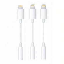 1/3pcs Aux Audio Adapter Earphone Connector Compatible With IPhone 14 Series/13/12/11/XS/XR/8/7/6, - 白色 - 查看 7