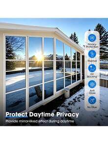 Silver Anti-Glare Sun Heat Control Window Privacy Film See Out Not In, Daytime One Way Privacy Window Film, Removable Window Tint For Home - Double-sided Silver - View 8