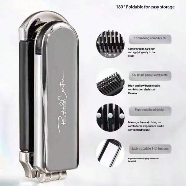 1把带集成镜子的可折叠梳子，便携式，适合家庭和办公室使用 - 折疊梳 - 查看 5