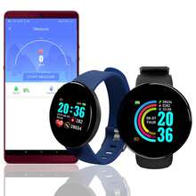 Reloj inteligente, pantalla Circular a Color conúltiples modos deportivos, recordatorio de información de llamadas, toma de fotos,úsica, reloj de pulsera inteligente 1A4G - azul - Ver 3