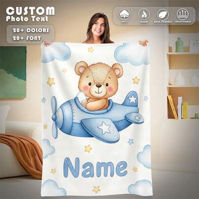 Manta de flanela personalizada (1 unidade), ideal para cama, sala de estar, sofá, uso externo, praia, camping, para animais de estimação e muito mais. Personalizável com a impressão do nome da família/animal de estimação/casal. Presente perfeito para o Natal, Dia das Mães/Pais, aniversários, amigos, mulheres, pais e muito mais. Também pode ser usada como manta para sofá-cama ou como presente para o Dia das Mães.