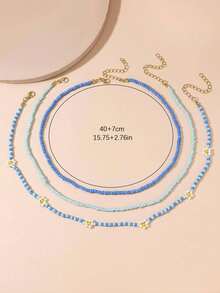 1pc New Bohemian Beaded Necklace, 3-Layer Handmade Woven Women Necklace For Daily Wear - Multicolor - View 9