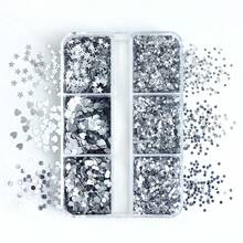 1 Box Holographic Silvery Sequins Epoxy Resin Molds Filling Shining Stars Heart Round Design Nail Jewelry Supplies Paillettes DIY Pendants Crafts Making - Silver - View 10