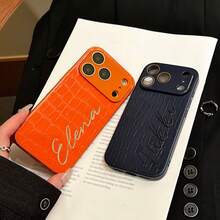 Personalized Custom Monogrammed Name Engraved Crocodile Print Phone Case Compatible With IPhone 17 16 15 14 13 Pro Max Models Impact-Resistant Scratch-Proof Fingerprint-Resistant Design Premium Leather Construction With Luxurious Texture Cover Ideal For Anniversaries Birthdays Christmas And Gifting Occasions - Multicolor - View 8