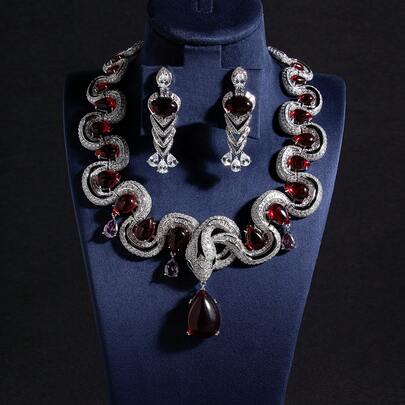 3pcs/Set Silver Jewelry Set/Multi-Color Options, Women's Jewelry Set, Accessories, Accessory Set, Diamond Necklace, Pendant, Jewelry, Necklace, Earrings, Snake, Jewelry Set, Women's Jewelry, Wedding, Wedding Accessories, Suitable For Women/Bride/Bridesmaid/Holiday/Party/Wedding/Banquet Wear, Valentine's Day Gift