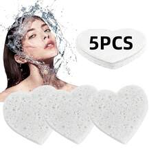 Compressed Cellulose Heart Shape Facial Sponges Natural Cosmetic Spa Sponges Reusable For Facial Cleansing Exfoliating - Coral Pink - View 14