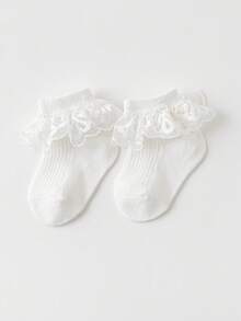 1 pereche șosete scurte din plasă pentru bebeluși, 0-3 ani, subțiri, culoare uni, șosete din dantelă minimaliste pastorale, de vară - Multicolor - Vizualizare 32