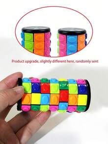 1个3D玉米立方体拼图，，圆柱拼图，个性化3/5/7层高难度，成人减压玩具，3D手指玩具，感官立方体，感官玩具，手指玩具，压力球，泡沫玩具 - 彩色 - 查看 2