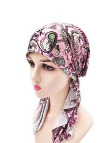 佩斯利印花头巾丝绸软帽缎面软帽 - 彩色 - 查看 8