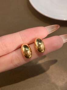 1 Pair Women's Elegant 925 Sterling Silver Simple Cubic Zirconia Pendant Earrings, Delicate Jewelry Gift - Gold - View 2