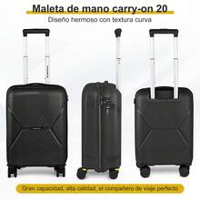 YC-HOGAR Maleta modelo Maleta de cabina Pequeña 20 Pulgadas Equipaje de Cabina de Mano con Ruedas Silenciosas y Asa Telescópica, Bloqueo de Combinación, Ligera, Duradera, Negro Gris Azul Claro Blanco Grisáceo - Gris Oscuro - Ver 5
