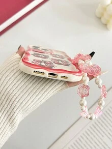 Ốp điện thoại chống sốc màu kem, viền lượn sóng, bóng bẩy, họa tiết nơ anh đào, kèm vòng tay hạt cườm thủ công, tương thích với iPhone 16/11/16pro/16plus/16promax/16e/15Promax/13/14/12/XS/XR/7G/8P, Galaxy 11/12Pro/12/12X/13Pro/14Pro/15Pro, Note 10/9/Note9/12c/Note11pro/Note8Pro, phiên bản quốc tế, không phải phiên bản nội địa. - Nhiều màu - Xem 4