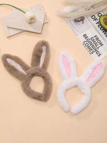 2 piezas/4 piezas Diadema con orejas de conejo de peluche, colores surtidos, decoración de ambiente para fiesta de Pascua - Multicolor - Ver 2