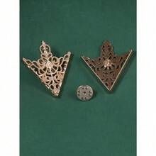 2pcs/Set Unisex Fashionable Vintage V-Shaped Hollow Out Shirt Collar Clip Pin Brooch, Suitable For Daily And Party Wear - Vàng hồng - Xem 5