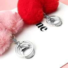 Cityelf Cute Faux Rabbit Fur Ball Pom Pom Keychain Car Key Ring Handbag Tote Bag Pendant Purse Charm - Red - View 7