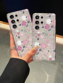 1个花卉爱心图案，带气囊透明防摔手机保护壳，TPU材质，适合作为节日礼物，男女通用，适用于各种手机 - 無色 - 查看 7