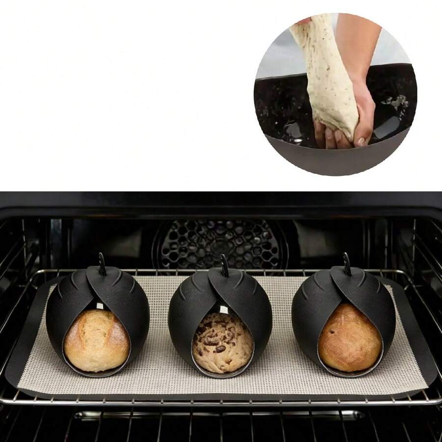 多功能硅胶烤盘，家用厨房烘焙工具，面包烤盘，烤盘 - 黑色 - 查看 1