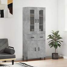 vidaXL Highboard In Betongrau, 69,5 X 34 X 180 Cm, Holzwerkstoff - Grigio - View 1