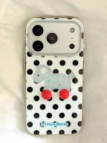 Minimalist Cute Polka Dot Pony Air Cushion Round Edge Phone Case Compatible With IPhone 17 16 15 14 13 - White - View 6