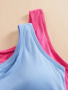 6PCS Multi-Color Modal Women Wide-Strap Casual Vests, Slim Fit With Fixed Built-In Cups, Wireless Bra Tank Tops For Home And Outdoor Use - Multicolor - View 7