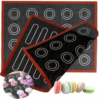 1 pieza/2 piezas Juego de esterillas de horneado negras huecas, Almohadilla de silicona para hornear, Esterilla para bandeja de horno de tamaño grande - Para uso de horneado