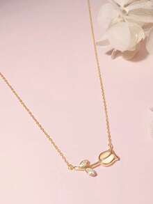 1pc S925 Sterling Silver Elegant Romantic Tulip Pendant Necklace, Delicate Floral Clavicle Chain, Feminine Minimalist Design, Gift - Flowers - View 5