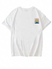 Camiseta feminina de manga curta com estampa gráfica pop art vintage, gola redonda, estilo casual e versátil, com design moderno e pop art. Branca. - Branco - Ver 3