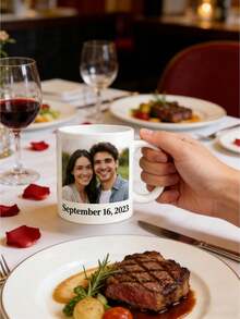 1Pc Personalized Valentine's Day Photo & Text Mug – Custom Couple Photos Coffee Cup, Romantic Love Design, Sweet Valentine's Day Gift & Daily Love Memory Keepsake - Multicolor - View 6