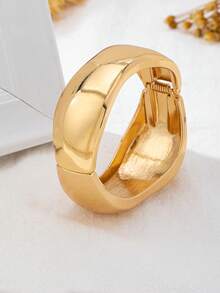 1/2 piezas Brazalete de mujer geométrico metálico liso y exagerado de moda - Amarillo Oro - Ver 3