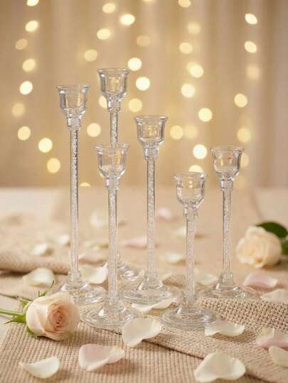 1 Pc/Set Single-Head Glass Candle Holder. Minimalist Fresh Style Candlestick Holder. Suitable For Home Decoration, Decorative Display, Minimalist Living Room, Study, Tea Room, Light Food Cafe, Close Friends Gathering, Homestay, Niche Cafe, Office, Yoga Studio, Party, Tea Table In Chinese Style Living Room