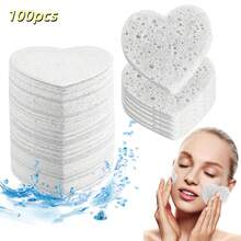 Compressed Cellulose Heart Shape Facial Sponges Natural Cosmetic Spa Sponges Reusable For Facial Cleansing Exfoliating - Coral Pink - View 17