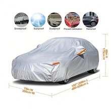 1pcs Universal Car Cover - Protect Your Car From Sunlight, UV Rays, Fallen Leaves, Dust, And Scratches By Providing Full Coverage, Keeping Your Car Clean. - One - View 3