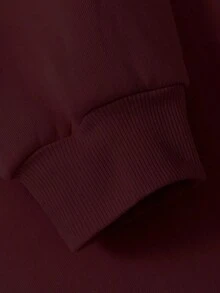 Cute Versatile Bow Pattern Women's Long Sleeve Pocket Casual Sweatshirt - 酒紅色 - 查看 4